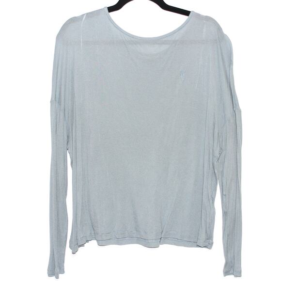 AllSaints Francesco Rita Oversize Long Sleeve T-Shirt Light Blue Size Large - Picture 2 of 7
